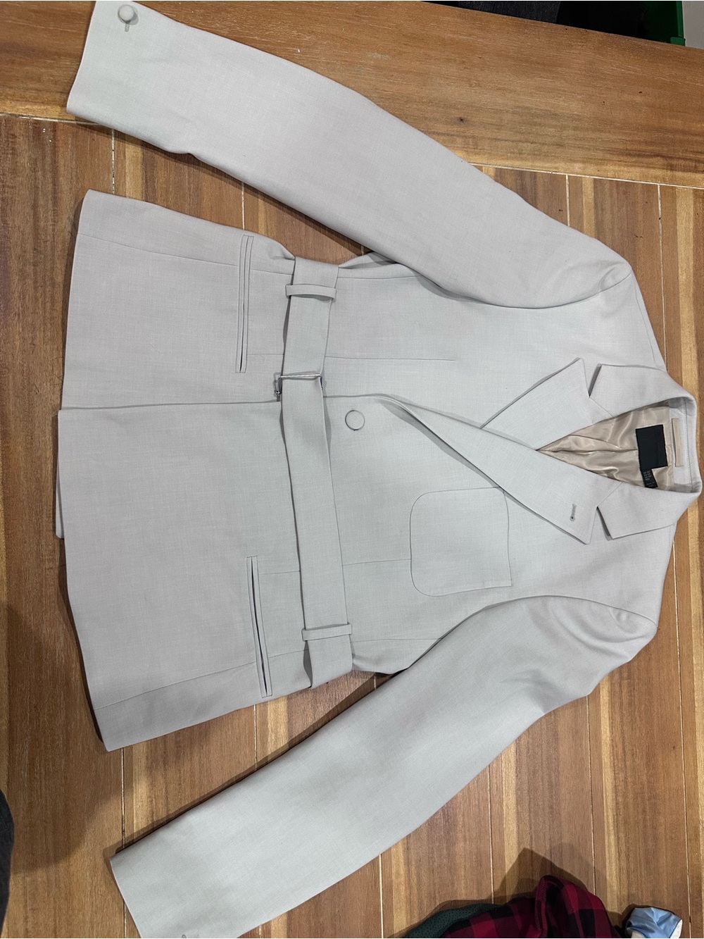 ASOS Women’s Light Gray Belted Longline Blazer Jacket Tailored Coat